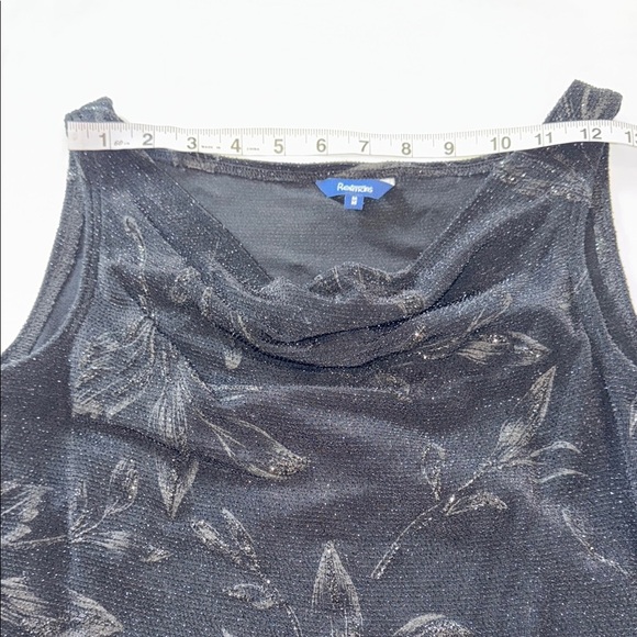 Reitmans Tank Top Black Gold Metallic Sparkle Sleeveless Draped Neckline Women's - Picture 7 of 10